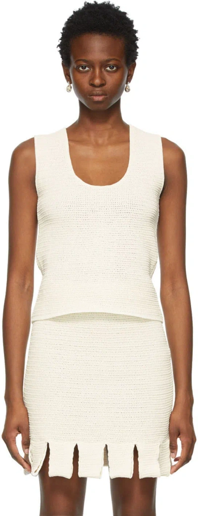 Bottega Veneta Beige Mesh Tank Top In 2945 String