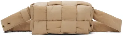 Bottega Veneta Beige Mini Cassette Padded Bag In 8433 Sesame Silver