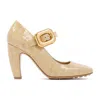 Bottega Veneta Mostra 90 Mary Jane Pump In Croc-embossed Leather In Neutrals
