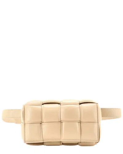 Bottega Veneta Beige Padded Intrecciato Sheep Leather Cassette Belt Bag (authentic Pre-loved) In Neutral