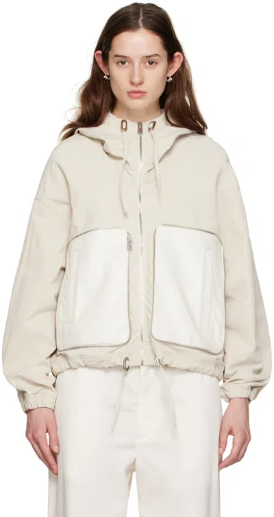 Bottega Veneta Beige Paneled Jacket In 9186 Snow