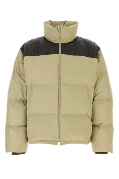 Bottega Veneta Beige Poplin Down Jacket In Travertine