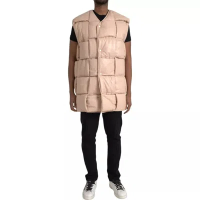 BOTTEGA VENETA BOTTEGA VENETA BEIGE QUILTED SLEEVELESS CALF LEATHER VEST MEN'S JACKET