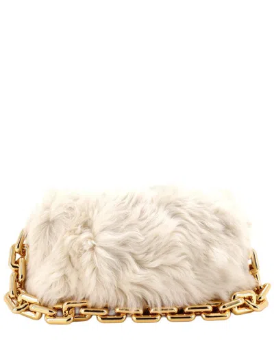 Bottega Veneta Beige Shearling The Chain Pouch (authentic Pre-loved) In White