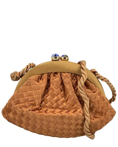 Bottega Veneta Beige Silk Crossbody (authentic Pre-loved) In Brown