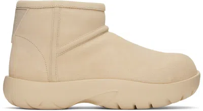 BOTTEGA VENETA BEIGE SNAP ANKLE BOOTS