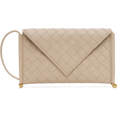 Bottega Veneta Beige Solstice Phone Pouch In 9614 Ecru-muse Brass