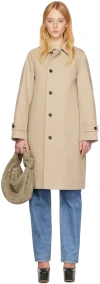 Bottega Veneta Beige Spread Collar Coat In 9881 Shortbread/dark