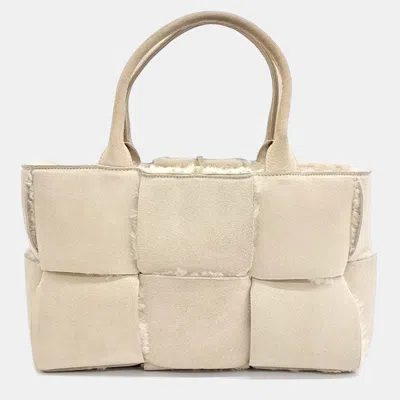 Pre-owned Bottega Veneta Beige Suede Arco Tote Bag