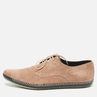 Pre-owned Bottega Veneta Beige Suede Dhalia Pointed Toe Lace Up Derby Shoes Size 42