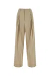 Bottega Veneta Cotton Blend Pant With Wide Leg Cut In Beige