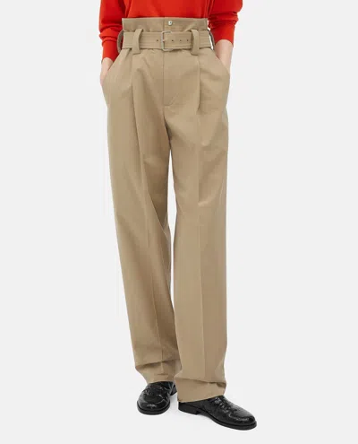 Bottega Veneta Beige Wide Trousers In Nude