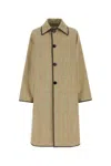 Bottega Veneta Wool Blend Coat Embroidered Trim In Beige
