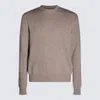 Bottega Veneta Cashmere Pullover With Leather Patches In Beige