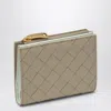 Bottega Veneta Beige/mint Bi-fold Wallet In Intrecciato In Multicolor