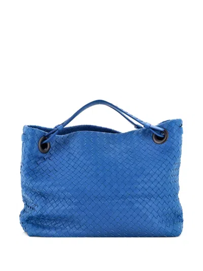Pre-owned Bottega Veneta Bella Intrecciato Nappa Medium Tote Bag In Blue
