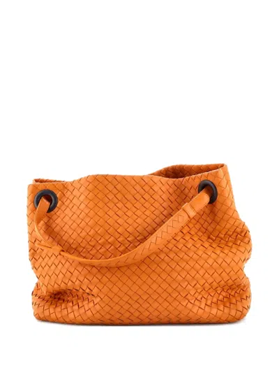 Pre-owned Bottega Veneta Bella Intrecciato Nappa Medium Tote Bag In Orange