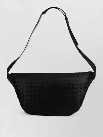 Bottega Veneta Belt Bag Woven Design Adjustable Strap In Black