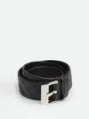 Bottega Veneta Intrecciato Leather Belt In Black  
