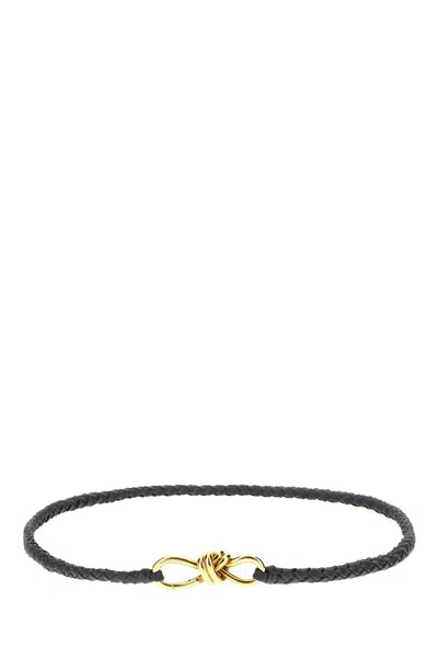 Bottega Veneta Intrecciato Braided Nappa Leather Belt In Fondant M Brass