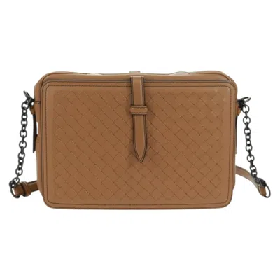 Pre-owned Bottega Veneta Belt Flap Camera Bag Intrecciato Nappa Beige Leather Shoulder Bag Bag () In Sand