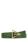 Bottega Veneta Signature Triangular Buckle Belt In Green