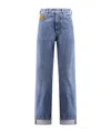 Bottega Veneta Five-pocket Denim Trousers Featuring Rolled Cuffs In Blue