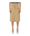 Bottega Veneta Belt Loop Mid-length Skirt In Brown