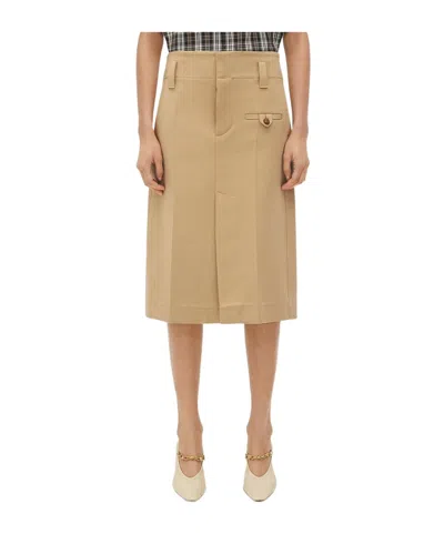 Bottega Veneta Belt Loop Mid-length Skirt In Brown