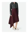 Bottega Veneta Womens Aubergine Sartorial Asymmetric Wool Midi Skirt In Multicolor