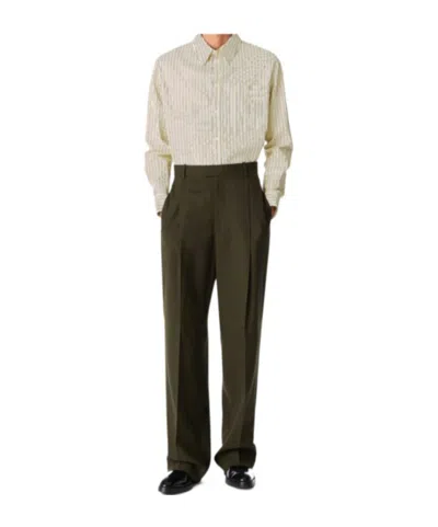 Bottega Veneta Belt Loop Wool Casual Pants In Black