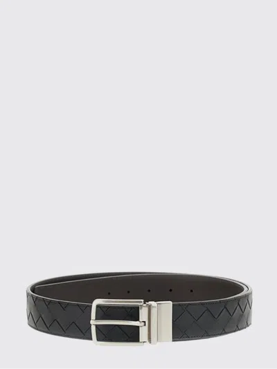 Bottega Veneta Leather Intrecciato Belt In Black