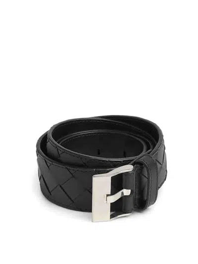 Bottega Veneta Watch Buckle Belt In Black