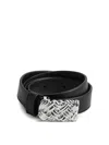Bottega Veneta Leather Intreccio-buckle Belt In Negro