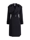 Bottega Veneta Women Belted Blue Trench Coat In Midnight Blue