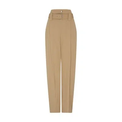 Bottega Veneta Belted Cotton Pants In Beige