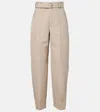 Bottega Veneta Belted Paneled Wool-twill Tapered Pants In Neutral