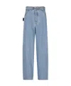 Bottega Veneta Wide-leg Denim Jeans With Removable Belt And Contrast Stitching For Women In Blue