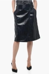 Bottega Veneta Blue Embossed Leather Midi Skirt