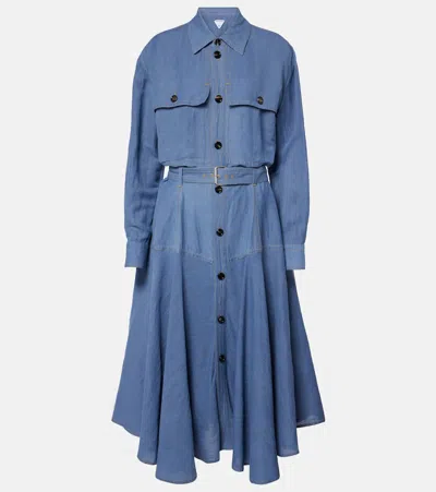 Bottega Veneta Belted Shirt Dress In Blue
