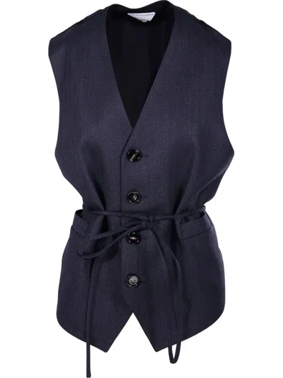 Bottega Veneta Belted Tailoed Vest In Navy