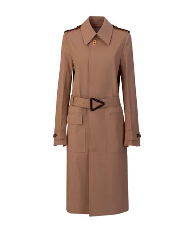Bottega Veneta Belted Trench Coat In Brown