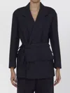 Bottega Veneta Belted Wool Jacket Detachable Pouch In Black