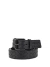 Bottega Veneta Woven Black Belt With Rectangular Bucklefinish