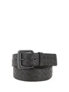Bottega Veneta Woven Black Belt With Rectangular Bucklefinish In Brown