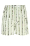 Bottega Veneta Green Shorts With All-over Divers Print In Polyamide Man In Green
