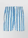 Bottega Veneta Multicolor Printed Poplin Bermuda Shorts In Blue