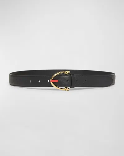 Bottega Veneta Bevel Buckled Leather Belt In Black