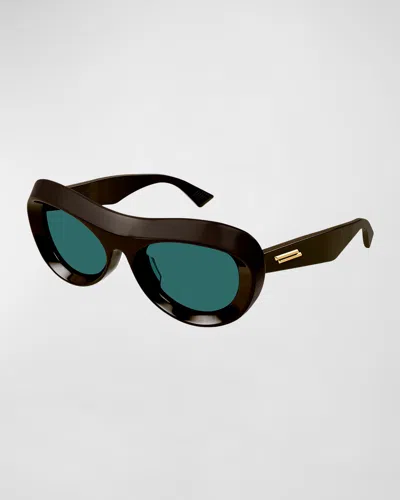 BOTTEGA VENETA BEVELED ACETATE OVAL SUNGLASSES