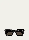 Bottega Veneta Beveled Acetate Rectangle Sunglasses In Black